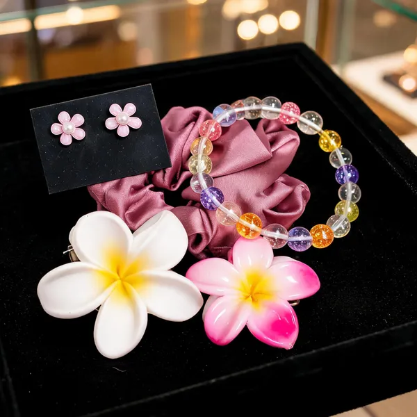 Pink_Metal_Cotton_Floral_Jewellery_Hair_Accessory_Set_For_Women_-_Pack_of_4