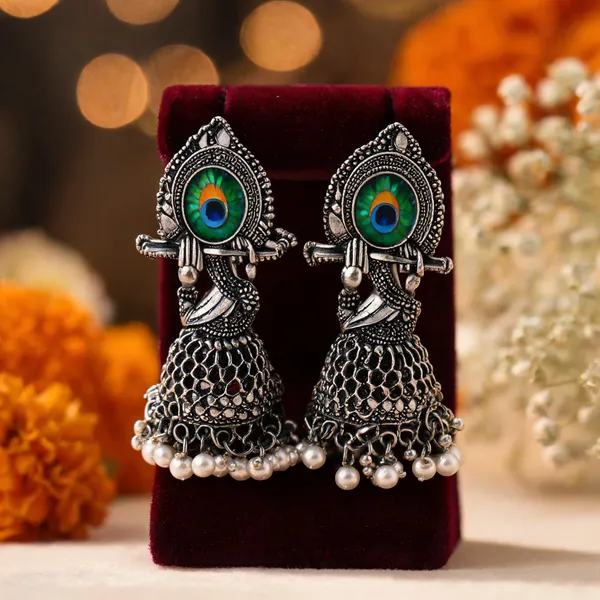 Silver_Oxidized_Alloy_Jhumka_Earrings_Set_For_Women