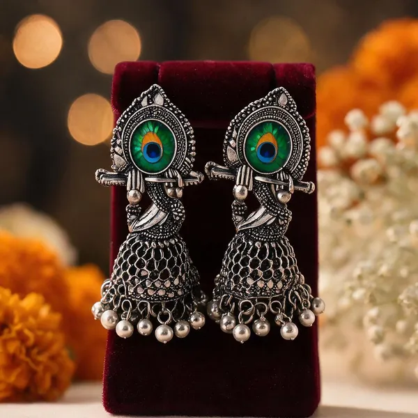 Silver_Oxidized_Alloy_Jhumka_Earrings_Set_For_Women