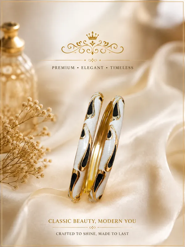 Gold_Tone_White_And_Black_Bangles_for_Women