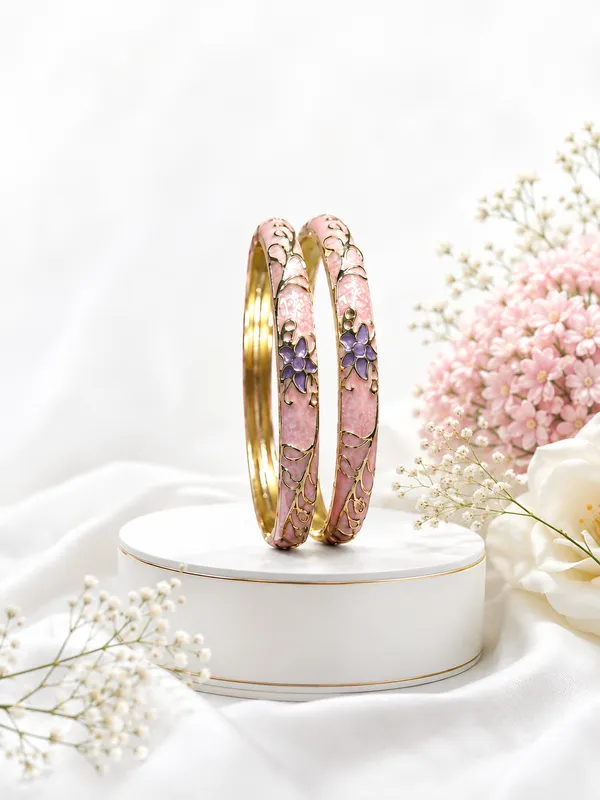 Pink_Enamel_Floral_Bangles_for_Women