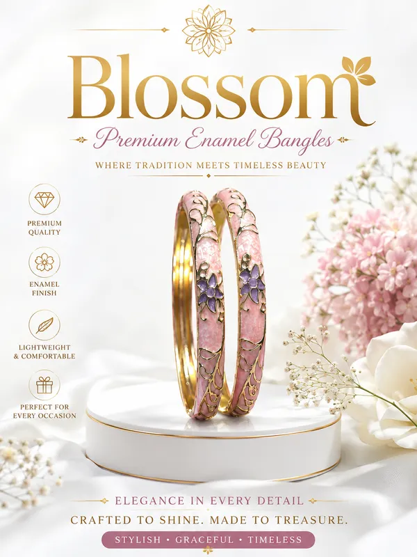 Pink_Enamel_Floral_Bangles_for_Women