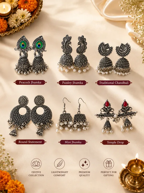 Silver-Tone_Oxidized_Jhumka_Earrings_For_Women