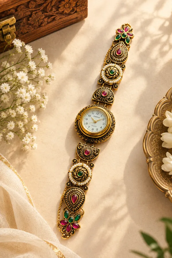 Gold-Tone_Embellished_Analog_Watch_for_Women