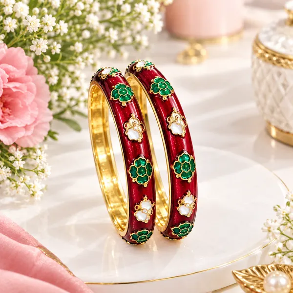 Red_Enamel_Floral_Bangles_Set_for_Women