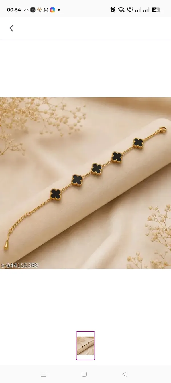 Gold_Tone_Black_Clover_Bracelet_for_Women