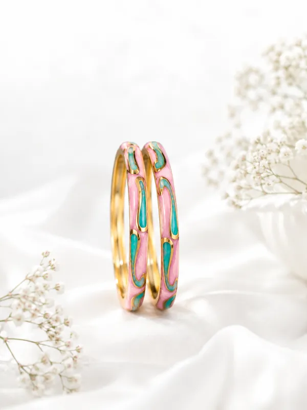 Pink_Enamel_Bangle_Set_for_Women