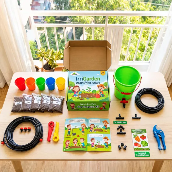 5_Pot_Drip_Kit_for_Chlildren_with_DIY_Installation_Manual_(Including_Pots_+_Soil_+_Seeds_+_Manure_)