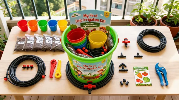 10_Pot_Drip_Kit_With_Water_Bucket_for_Gardening_Hobby_with_Installation_Manual