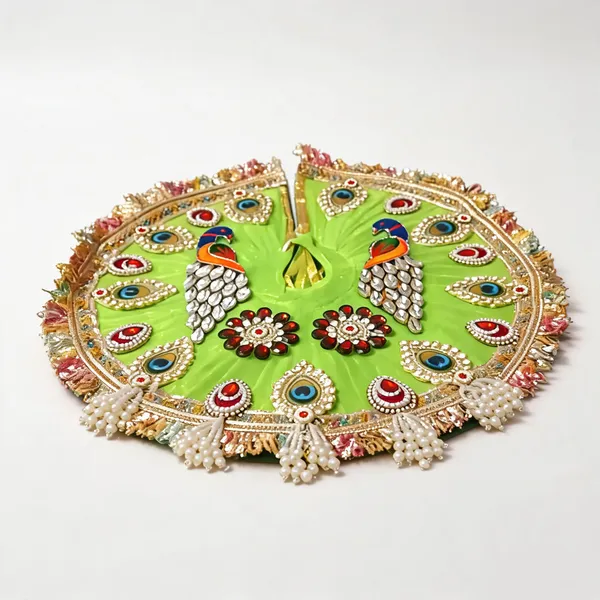 Green_Embellished_Peacock_Pattern_Pooja_Aasan