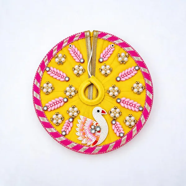 Yellow_Pink_Gold_Peacock_Embellished_Pooja_Thali