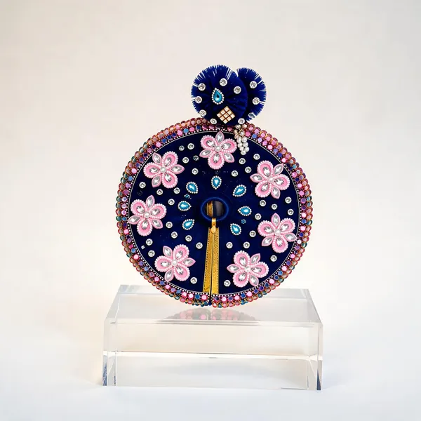 Blue_Velvet_Floral_Embellished_Pooja_Thali