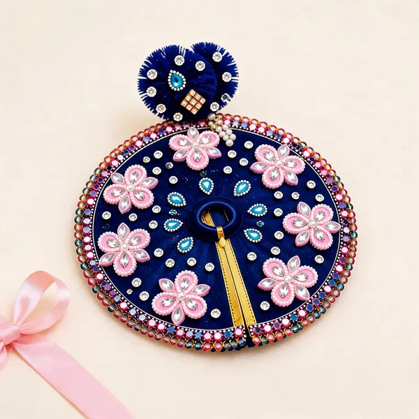 Blue_Velvet_Floral_Embellished_Pooja_Thali