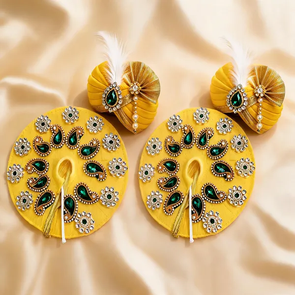 Yellow_Embellished_Peacock_Motif_Laddu_Gopal_Poshak_With_Crown_-_Pack_of_2