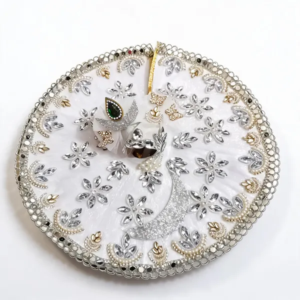 White_Embellished_Decorative_Pooja_Thali