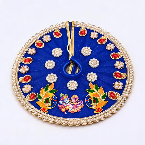 Blue_Radha_Krishna_Floral_Pearl_Embellished_Pooja_Thali_Cover