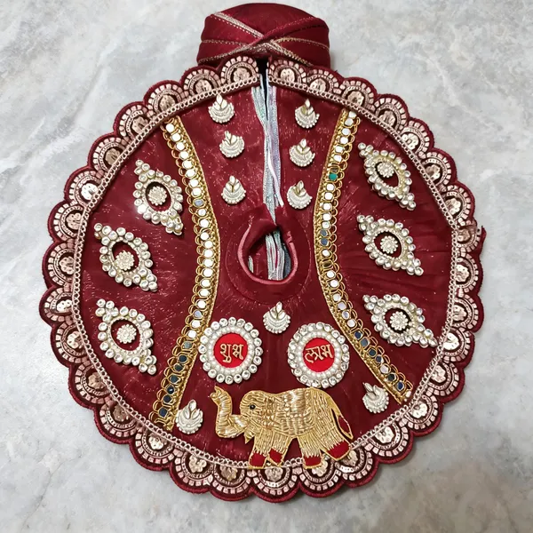 Maroon_Embellished_Laddu_Gopal_Poshak_With_Pagdi