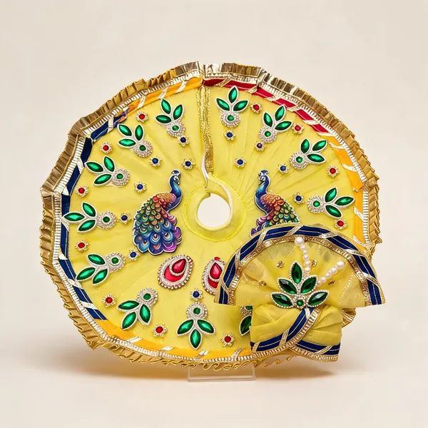Yellow_Fabric_Peacock_Embroidered_Pooja_Backdrop_Set