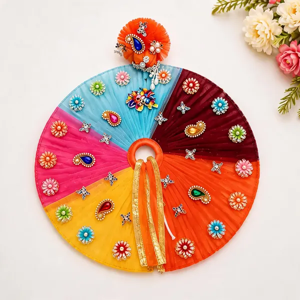 Multicolour_Floral_Paisley_Embellished_Laddu_Gopal_Poshak_With_Pagdi