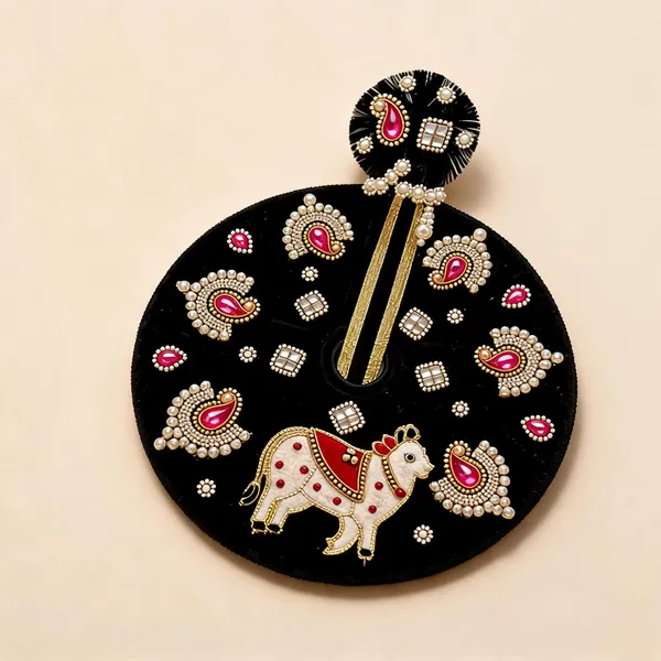 Black_Velvet_Rajasthani_Elephant_Embroidered_Wall_Hanging