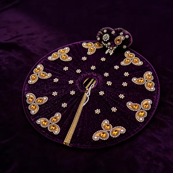 Purple_Net_Floral_Embellished_Laddu_Gopal_Poshak_With_Pagdi