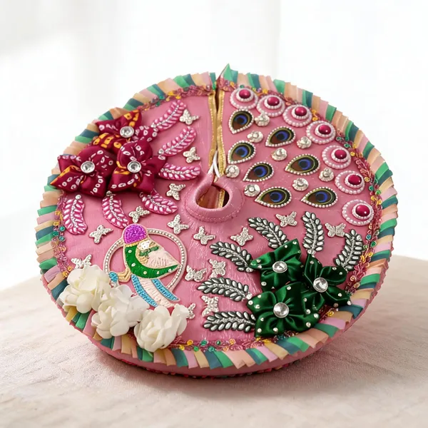 Pink_Embroidered_Round_Pooja_Aasan