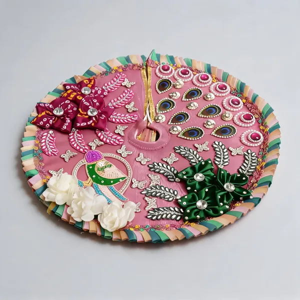 Pink_Embroidered_Round_Pooja_Aasan