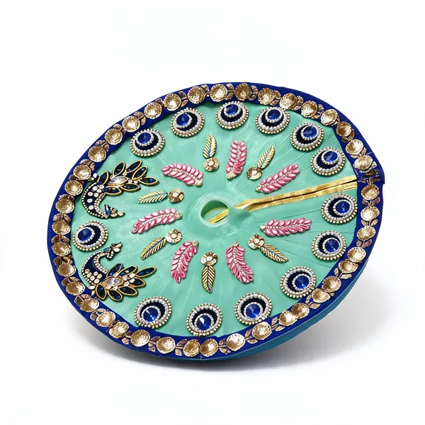 Sea_Green_Embellished_Decorative_Pooja_Thali