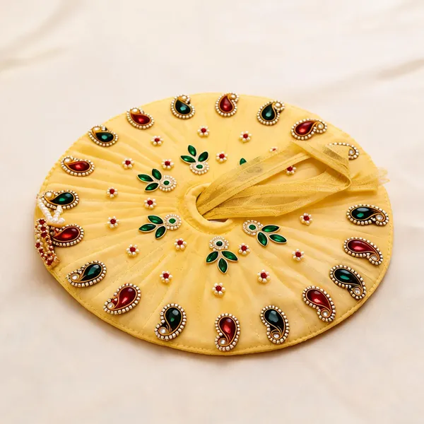 Yellow_Paisley_Floral_Embellished_Laddu_Gopal_Pagdi