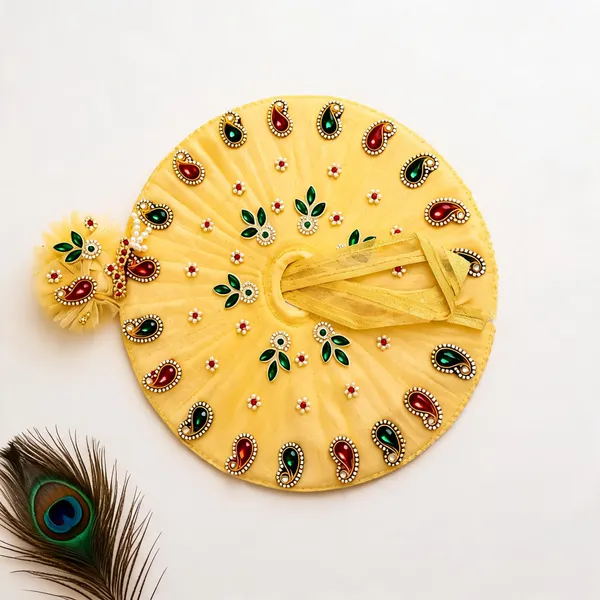 Yellow_Paisley_Floral_Embellished_Laddu_Gopal_Pagdi