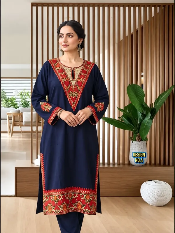 Blue_Wool_Embroidered_Co-Ord_Set_For_Women