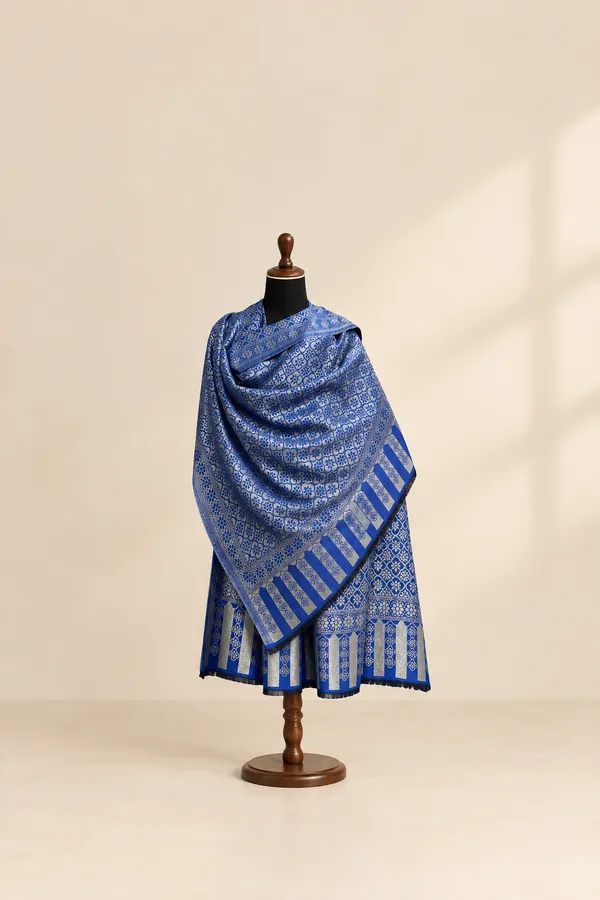 Blue_Wool_Shawl_For_Unisex