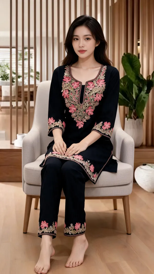 Black_Wool_Embroidered_Co-Ord_Set_For_Women