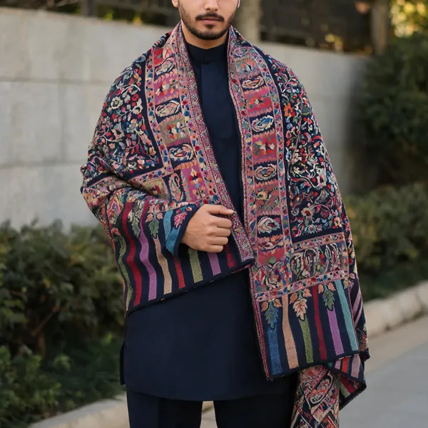 Multi_Fine_Wool_Kani_Woven_Shawl_For_Unisex