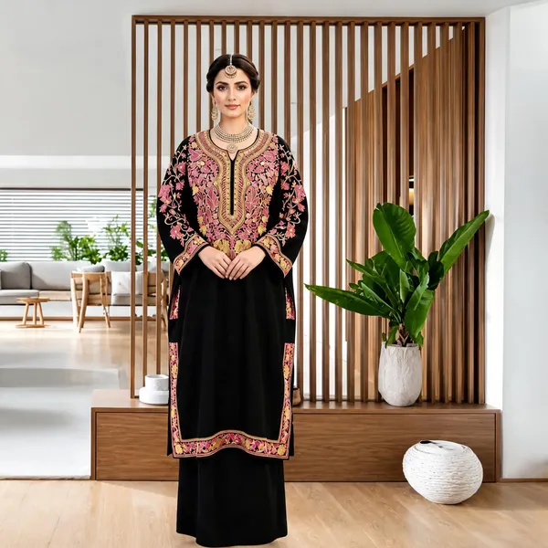 Black_Wool_Embroidered_Straight_Co-Ord_Set_For_Women
