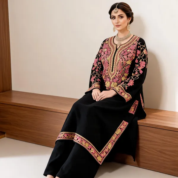 Black_Wool_Embroidered_Straight_Co-Ord_Set_For_Women