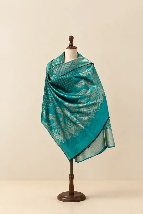 Blue_Wool_Moonlight_Zari_Shawl_For_Unisex