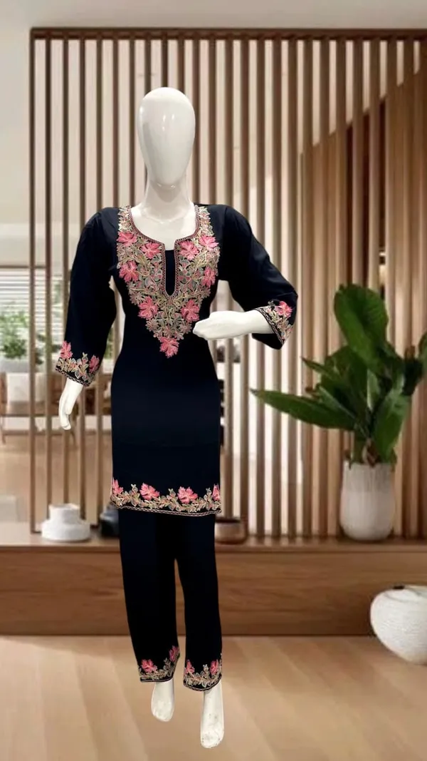 Black_Embroidered_Straight_Kurta_Set_For_Women