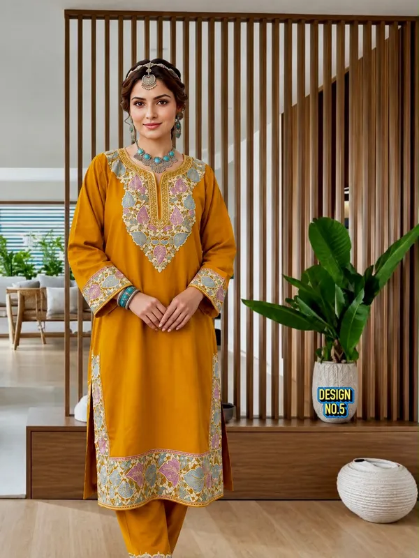 Yellow_Wool_Kani_Straight_Co-Ord_Set_For_Women