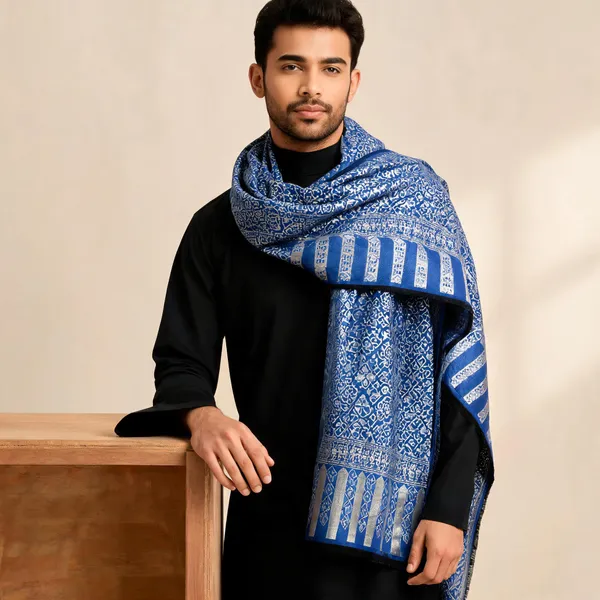 Blue_Wool_Shawl_For_Unisex