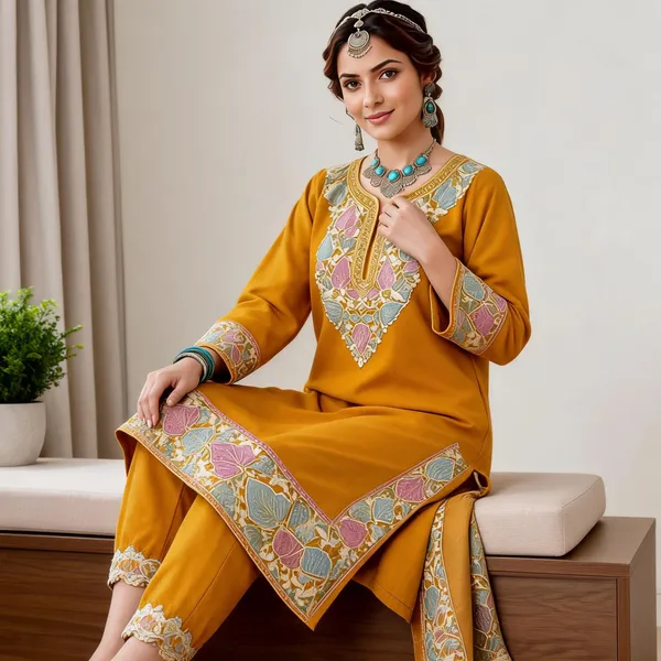 Yellow_Wool_Kani_Straight_Co-Ord_Set_For_Women