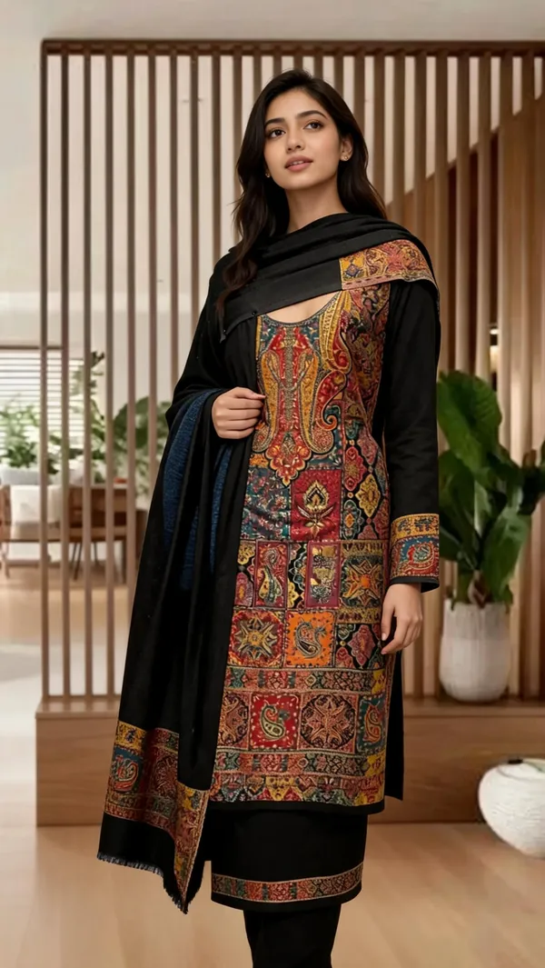 Black_Wool_Kani_Suit_With_Dupatta_For_Women