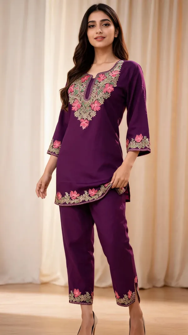 Purple_Wool_Embroidered_Straight_Co-Ord_Set_For_Women