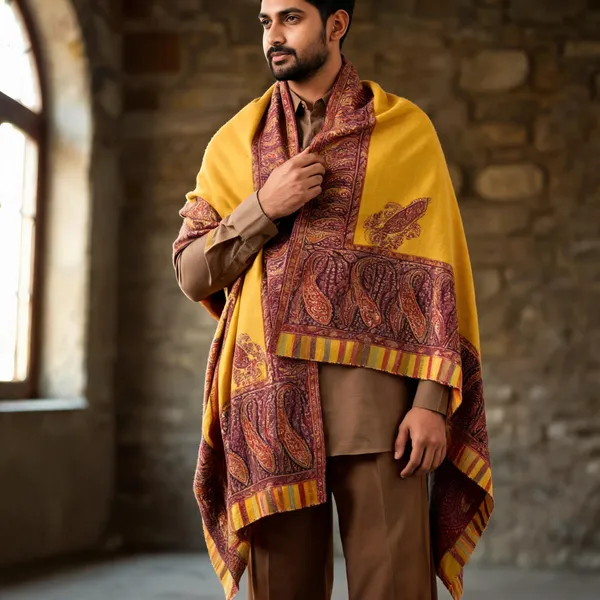 Yellow_Wool_Shawl_For_Unisex
