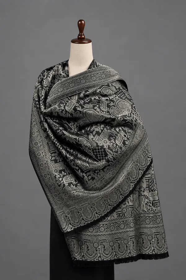 Grey_Wool_Shawl_For_Unisex