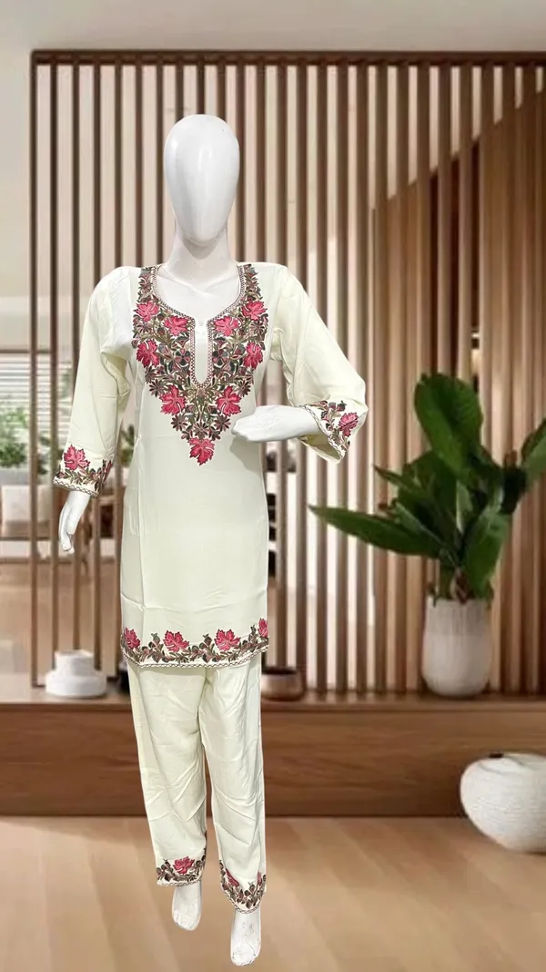 Cream_Embroidered_Straight_Kurta_Pant_Set_for_Women