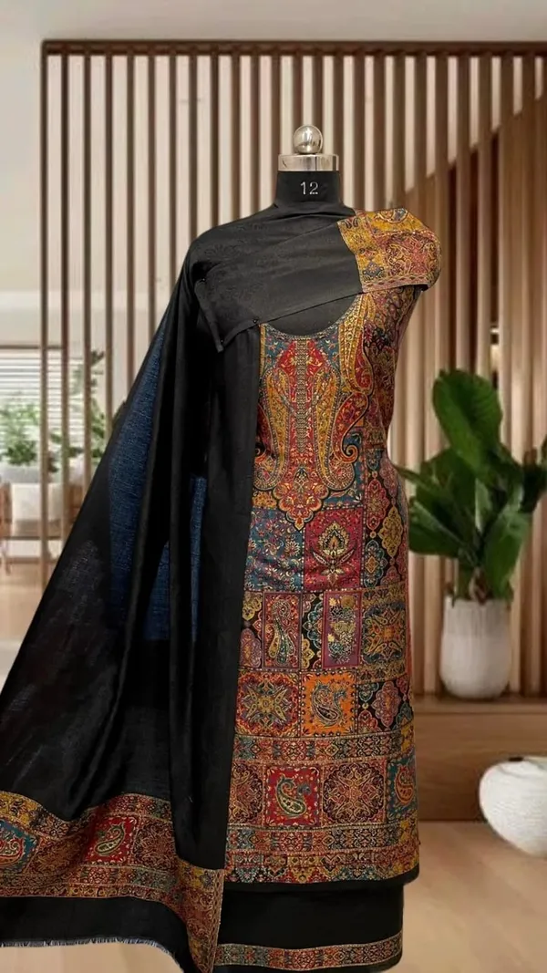 Black_Wool_Kani_Suit_With_Dupatta_For_Women