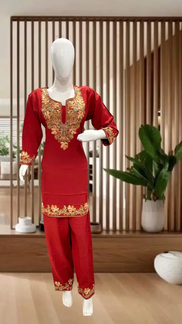 Red_Embroidered_Straight_Kurta_Set_for_Women