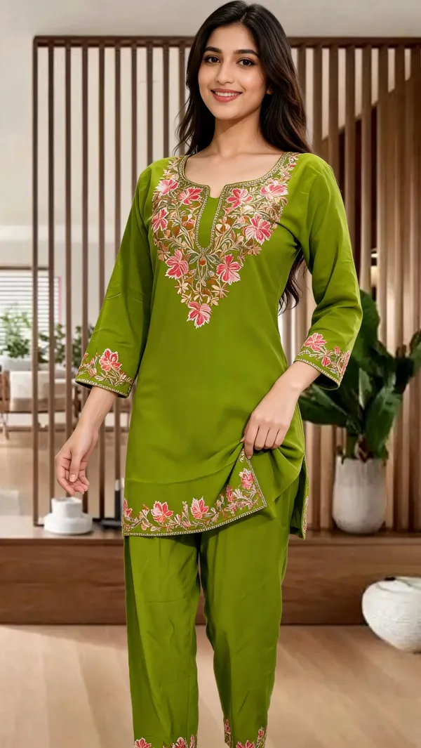 Green_Wool_Embroidered_Straight_Co-Ord_Set_For_Women