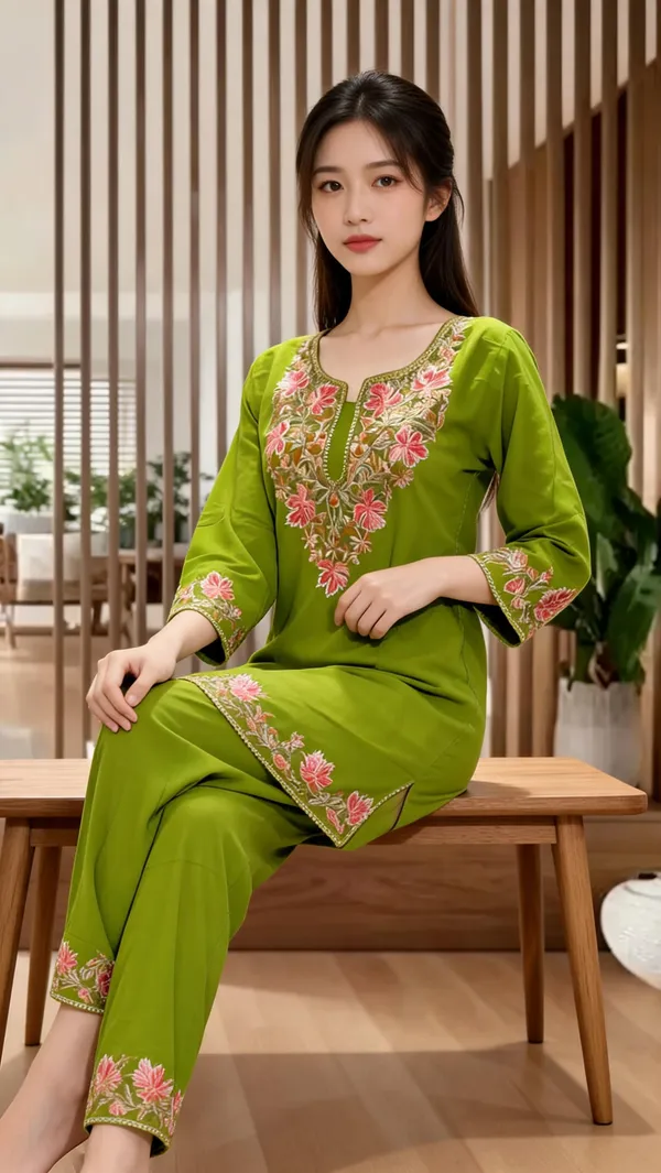 Green_Wool_Embroidered_Straight_Co-Ord_Set_For_Women